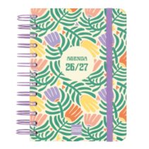 Finocam Cosmo Cart Agenda Escolar 26/27 en Catalan - 1 Dia por Pagina - Formato 8º - 120x169mm - Tapas de Carton Forrado - Papel de 80g/m2 - Espiral - Esquinas Microperforadas - Multicolor