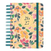 Finocam Cosmo Cart Agenda Escolar 26/27 en Catalan - 1 Dia por Pagina - Formato 8º - 120x169mm - Tapas de Carton Forrado - Papel de 80g/m2 - Espiral - Esquinas Microperforadas - Multicolor