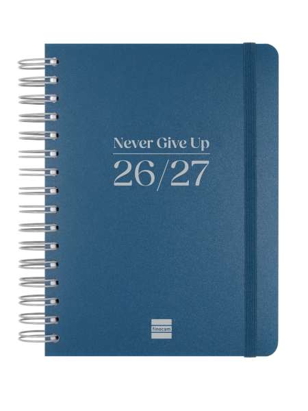 Finocam Cosmo Flex Agenda Escolar 26/27 en Catalan - 1 Dia por Pagina - Formato 4º - 155x212mm - Tapas de Polipropileno - Papel de 80g/m2 - Espiral - Esquinas Microperforadas - Color Azul