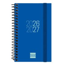 Finocam Espir Agenda Escolar 26/27 en Catalan - Semana Vista Horizontal - Formato E3 - 79x127mm - Tapas de Polipropileno - Papel de 80g/m2 - Espiral - Esquinas Microperforadas - Color Azul