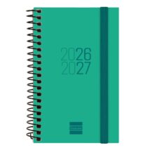 Finocam Espir Agenda Escolar 26/27 en Catalan - Semana Vista Horizontal - Formato E3 - 79x127mm - Tapas de Polipropileno - Papel de 80g/m2 - Espiral - Esquinas Microperforadas - Color Verde
