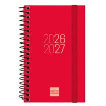Finocam Espir Agenda Escolar 26/27 en Catalan - Semana Vista Horizontal - Formato E3 - 79x127mm - Tapas de Polipropileno - Papel de 80g/m2 - Espiral - Esquinas Microperforadas - Color Rojo