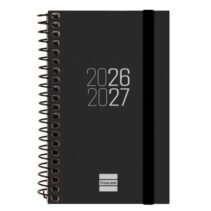 Finocam Espir Agenda Escolar 26/27 en Catalan - Semana Vista Horizontal - Formato E3 - 79x127mm - Tapas de Polipropileno - Papel de 80g/m2 - Espiral - Esquinas Microperforadas - Color Negro