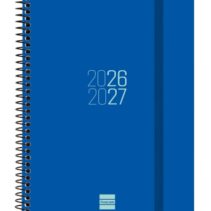 Finocam Espir Agenda Escolar 26/27 en Catalan - Semana Vista Horizontal - Formato E10 - 155x212mm - Tapas de Polipropileno - Papel de 80g/m2 - Espiral - Esquinas Microperforadas - Color Azul