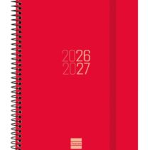 Finocam Espir Agenda Escolar 26/27 en Catalan - Semana Vista Horizontal - Formato E10 - 155x212mm - Tapas de Polipropileno - Papel de 80g/m2 - Espiral - Esquinas Microperforadas - Color Rojo