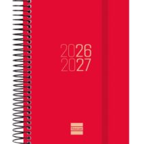 Finocam Espir Agenda Escolar 26/27 en Catalan - 1 Dia por Pagina - Formato E8 - 120x171mm - Tapas de Polipropileno - Papel de 70g/m2 - Espiral Metalica - Esquinas Microperforadas - Color Rojo