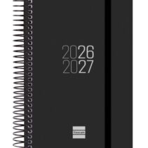 Finocam Espir Agenda Escolar 26/27 en Catalan - 1 Dia por Pagina - Formato E8 - 120x171mm - Tapas de Polipropileno - Papel de 70g/m2 - Espiral Metalica - Esquinas Microperforadas - Color Negro
