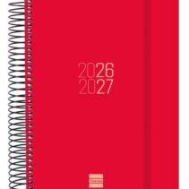 Finocam Espir Agenda Escolar 26/27 en Catalan - 1 Dia por Pagina - Formato E10 - 155x212mm - Tapas de Polipropileno - Papel de 70g/m2 - Espiral Metalica - Esquinas Microperforadas - Color Rojo