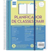 Finocam Organizacion Planificador de Clases sin Fechar en Catalan para Docentes - 1 Dia por Pagina - Formato 4º - 155x212mm - Tapas de Polipropileno - Papel de 80g/m2 - Espiral - Color Azul