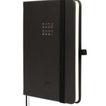 Finocam Minimal Agenda de Tapa Dura Internacional - 18 Meses - Semana Vista Horizontal - Formato M3 - 100x150mm - Papel Crema de 80g/m2 - Bolsillo Interior - Cierre con Goma - Color Negro
