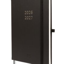Finocam Minimal Agenda de Tapa Dura Internacional - 18 Meses - Semana Vista Horizontal - Formato M5 - 140x190mm - Papel Crema de 80g/m2 - Bolsillo Interior - Cierre con Goma - Color Negro