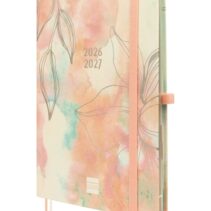 Finocam Minimal Agenda de Tapa Dura Internacional - 18 Meses - Semana Vista Horizontal - Formato M5 - 140x190mm - Papel Crema de 80g/m2 - Bolsillo Interior - Cierre con Goma - Multicolor