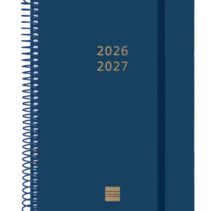 Finocam Espiral Agenda Internacional - 18 Meses - Semana Vista Horizontal - Formato E10 - 155x212mm - Tapas de Polipropileno - Papel de 80g/m2 - Esquinas Microperforadas - Color Azul