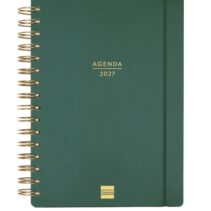 Finocam Haiku Agenda de Espiral - 16 Meses - Semana Vista Horizontal - Formato E10 - 155x212mm - Tapa Dura - Papel de 95g/m2 - Cierre con Goma Elastica - Color Verde