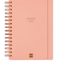 Finocam Haiku Agenda de Espiral - 16 Meses - Semana Vista Horizontal - Formato E10 - 155x212mm - Tapa Dura - Papel de 95g/m2 - Cierre con Goma Elastica - Color Coral
