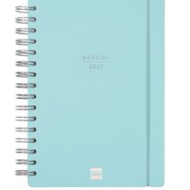 Finocam Haiku Agenda de Espiral - 16 Meses - Semana Vista Horizontal - Formato E10 - 155x212mm - Tapa Dura - Papel de 95g/m2 - Cierre con Goma Elastica - Color Azul