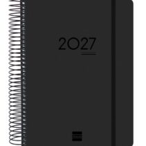 Finocam Ikon Agenda de Espiral Internacional - 16 Meses - 1 Dia por Pagina - Formato E10 - 155x212mm - Tapas de Polipropileno - Papel de 70g/m2 - Goma Elastica - Adhesivos Tematicos - Color Negro
