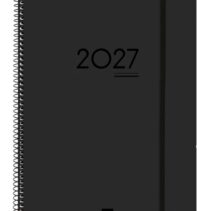 Finocam Ikon Agenda de Espiral Internacional - 16 Meses - Semana Vista Vertical - Formato E40 - 210x297mm - Tapas de PP - Papel de 80g/m2 - Goma Elastica - Adhesivos Tematicos - Color Negro
