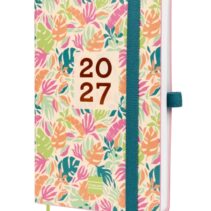 Finocam Capri Agenda de Tapa Blanda - 16 Meses - Semana Vista Horizontal - Formato F4 - 118x168mm - Papel de 80g/m2 - Bolsillo Interior - Cierre con Goma - Multicolor