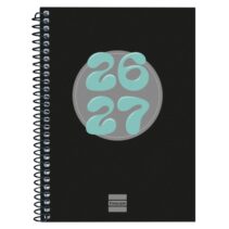Finocam Cool Agenda Escolar 26/27 - Semana Vista Horizontal - Formato 8º - 120x164mm - Tapas de Carton Forrado - Papel de 80g/m2 - Espiral Metalica - Esquinas Microperforadas - Color Negro