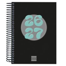 Finocam Cool Agenda Escolar 26/27 - 1 Dia por Pagina - Formato 8º - 120x164mm - Tapas de Carton Forrado - Papel de 80g/m2 - Espiral Metalica - Esquinas Microperforadas - Color Negro