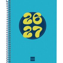 Finocam Cool Agenda Escolar 26/27 - Semana Vista Horizontal - Formato 4º - 155x212mm - Tapas de Carton Forrado - Papel de 80g/m2 - Espiral Metalica - Esquinas Microperforadas - Color Azul