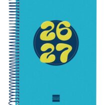 Finocam Cool Agenda Escolar 26/27 - 1 Dia por Pagina - Formato 4º - 155x212mm - Tapas de Carton Forrado - Papel de 80g/m2 - Espiral Metalica - Esquinas Microperforadas - Color Azul