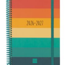 Finocam Diva Agenda Escolar 26/27 - Semana Vista Horizontal - Formato 4º - 155x212mm - Tapas de Carton Forrado - Papel de 80g/m2 - Espiral de Plastico - Esquinas Microperforadas - Multicolor