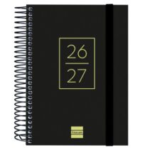 Finocam Secundaria Agenda Escolar 26/27 - 1 Dia por Pagina - Formato 8º - 120x164mm - Tapas de Polipropileno - Papel de 80g/m2 - Espiral Metalica - Esquinas Microperforadas - Color Negro