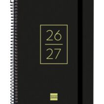 Finocam Secundaria Agenda Escolar 26/27 - Semana Vista Horizontal - Formato 4º - 155x212mm - Tapas de Polipropileno - Papel de 80g/m2 - Espiral Metalica - Esquinas Microperforadas - Color Negro
