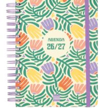 Finocam Cosmo Cart Agenda Escolar 26/27 - 1 Dia por Pagina - Formato 4º - 155x212mm - Tapas de Carton Forrado - Papel de 80g/m2 - Espiral Metalica - Esquinas Microperforadas - Multicolor