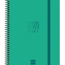 Finocam Espir Agenda Escolar 26/27 - Semana Vista Horizontal - Formato E10 - 155x212mm - Tapas de Polipropileno - Papel de 80g/m2 - Espiral Metalica - Esquinas Microperforadas - Color Verde