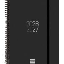 Finocam Espir Agenda Escolar 26/27 - Semana Vista Horizontal - Formato E10 - 155x212mm - Tapas de Polipropileno - Papel de 80g/m2 - Espiral Metalica - Esquinas Microperforadas - Color Negro