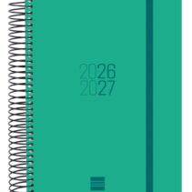 Finocam Espir Agenda Escolar 26/27 - 1 Dia por Pagina - Formato E10 - 155x212mm - Tapas de Polipropileno - Papel de 70g/m2 - Espiral Metalica - Esquinas Microperforadas - Color Verde