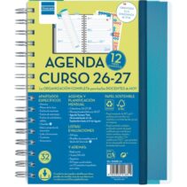 Finocam Magistral Agenda Escolar 26/27 - Semana Vista Horizontal - Formato 4º - 155x212mm - Tapas de Polipropileno - Papel de 80g/m2 - Espiral Metalica - Esquinas Microperforadas - Color Azul
