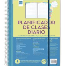 Finocam Organizacion Planificador de Clases sin Fechar para Docentes - 1 Dia por Pagina - 230x310mm - Tapas de Polipropileno - Papel de 80g/m2 - Espiral Metalica - Color Azul