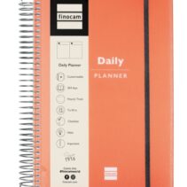 Finocam My Time Agenda sin Fechar - 1 Dia por Pagina - Formato E10 - 155x212mm - Tapas de Polipropileno - Papel de 80g/m2 - Espiral de Plastico - Adhesivos Tematicos - Color Naranja