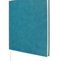 Finocam Event Libro de Visitas para Firmar - 80 Hojas - 250X250mm - Papel Marfil de 120g/m2 - Cubierta Sintetica de Imitacion Piel - Color Azul