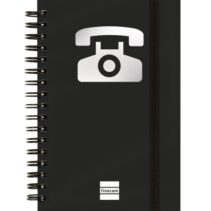 Finocam Phone Indice Telefonico - Formato 8º - 100x150mm - Tapas de Carton Forrado - Papel de 120g/m2 - Cierre con Goma Elastica - Espiral Doble Metalica - Color Negro