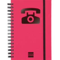 Finocam Phone Indice Telefonico - Formato 8º - 100x150mm - Tapas de Carton Forrado - Papel de 120g/m2 - Cierre con Goma Elastica - Espiral Doble Metalica - Color Magenta