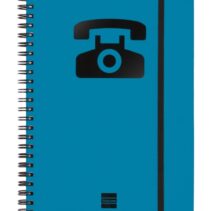 Finocam Phone Indice Telefonico - Formato A5 - 148x210mm - Tapas de Carton Forrado - Papel de 120g/m2 - Cierre con Goma Elastica - Espiral Doble Metalica - Color Azul