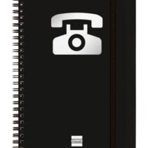 Finocam Phone Indice Telefonico - Formato A5 - 148x210mm - Tapas de Carton Forrado - Papel de 120g/m2 - Cierre con Goma Elastica - Espiral Doble Metalica - Color Negro