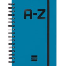 Finocam A-Z Indice Alfabetico - Formato 8º - 100x150mm - Tapas de Carton Forrado - Papel de 80g/m2 - Cierre con Goma Elastica - Espiral Doble Metalica - Color Azul