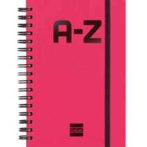 Finocam A-Z Indice Alfabetico - Formato 8º - 100x150mm - Tapas de Carton Forrado - Papel de 80g/m2 - Cierre con Goma Elastica - Espiral Doble Metalica - Color Magenta