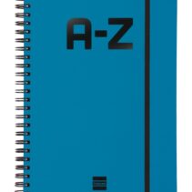 Finocam A-Z Indice Alfabetico - Formato A5 - 148x210mm - Tapas de Carton Forrado - Papel de 80g/m2 - Cierre con Goma Elastica - Espiral Doble Metalica - Color Azul