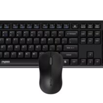 Rapoo 8150M Silent Pack Teclado + Raton Inalambricos - Bluetooth y 2.4GHz -  Raton 1300 DPI - Autonomia hasta 12 Meses - Color Negro