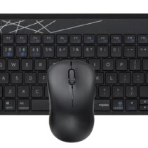 Rapoo 8000M Pack Teclado Compacto + Raton Inalambricos - Bluetooth y 2.4GHz -  Raton 1300 DPI - Autonomia hasta 12 Meses - Color Negro
