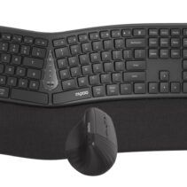 Rapoo 8810ME Pack Teclado + Rato Inalambricos - Diseño Ergonomico - Bluetooth y 2.4GHz -  Raton 1600 DPI - Bateria Recargable Ecologica - Autonomia hasta 9 Meses - Color Negro