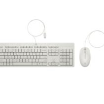 HP 225 Combo Teclado y Raton USB G2 - Tecla Copilot - Patas Ajustables - Raton Optico 1200 DPI - Plug & Play - Facil de Limpiar - Fabricado con Material Reciclado - Color Blanco