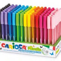 Carioca Fiorella Expositor con 120 Boligrafos de Colores Tinta Gel - Punta de Bola 1mm - Cuerpo Transparente de Colores - Colores Surtidos